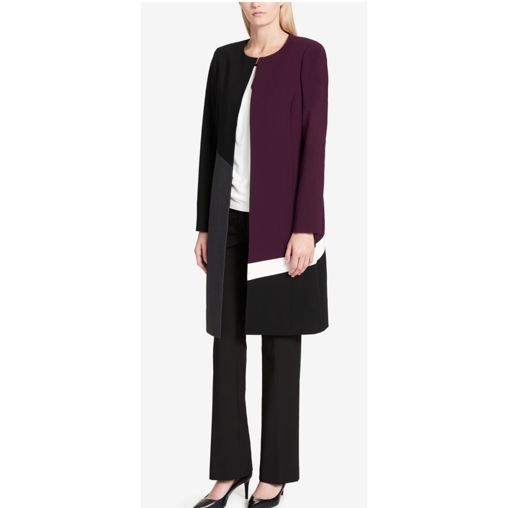 Calvin Klein Color Blocked Ponte Knit Topper Jacket Size 10 Career Coat